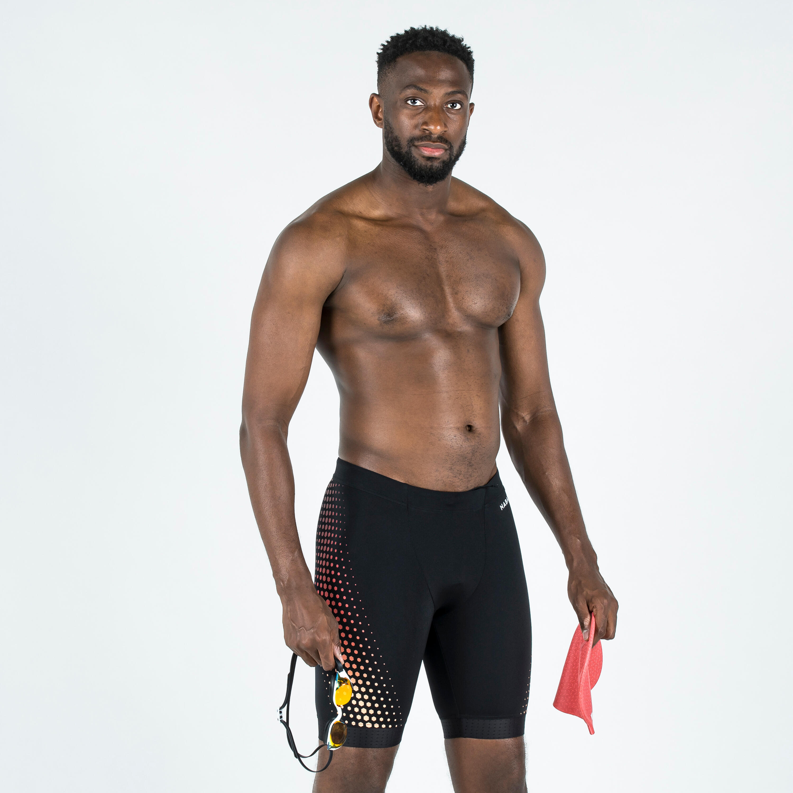 Swimming Jammer Fiti Quick-Dry & Durable Black Red Mesh