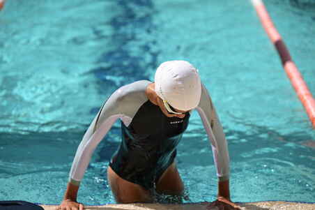 Coated mesh swim cap - Printed fabric - Size S - Star white