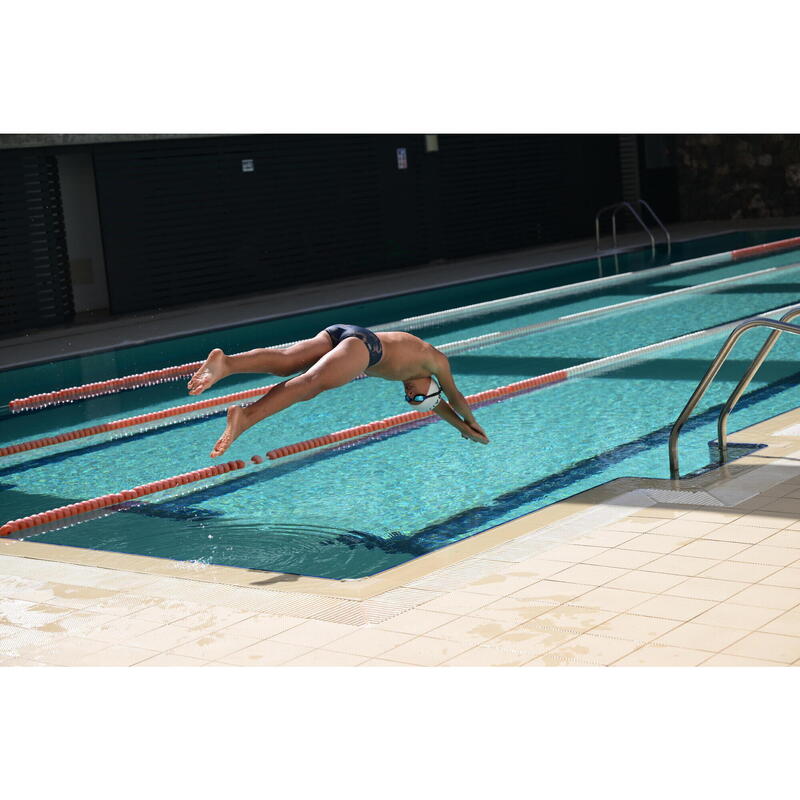 Maillot de bain natation 900 slip  all ice bleu orange