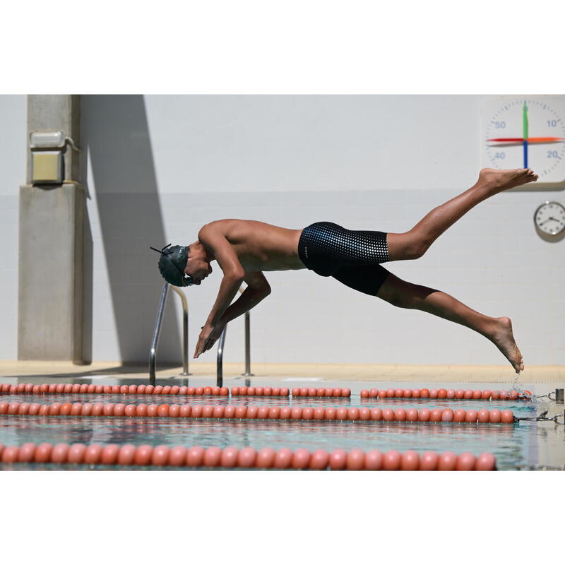 Boxeri tip jammer înot Fitib mesh Negru-Alb Băieți