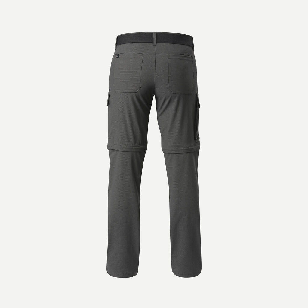 Men's Travel Trekking 2-in-1 Convertible Trousers - TRAVEL 900 MODUL - Grey