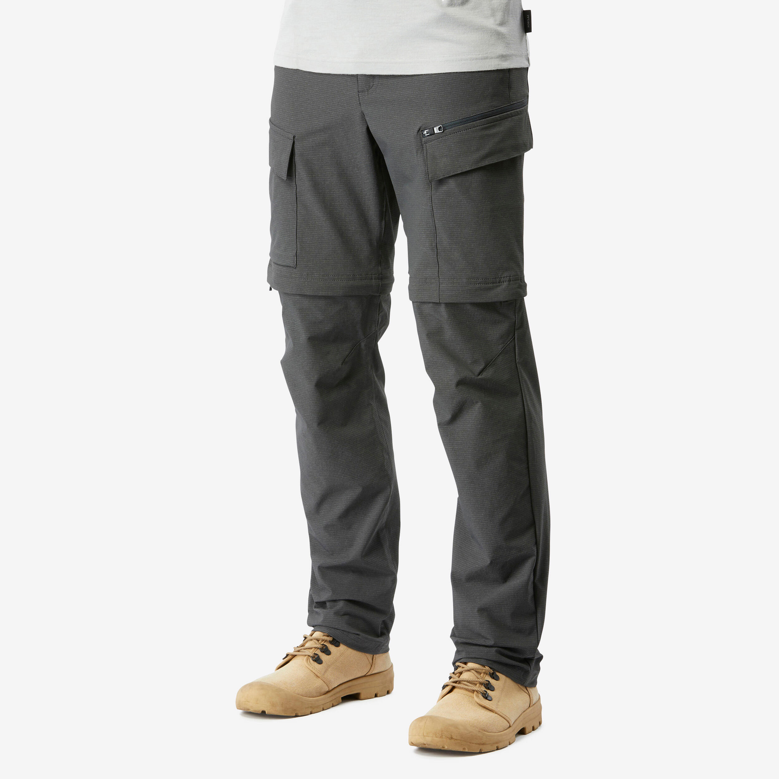 Pantalon Modulabil Trekking Calatorie Travel900 Gri Barbati