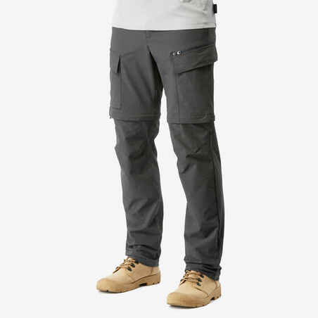 Sive moške prilagodljive pohodniške hlače 2 v 1 TRAVEL 900 