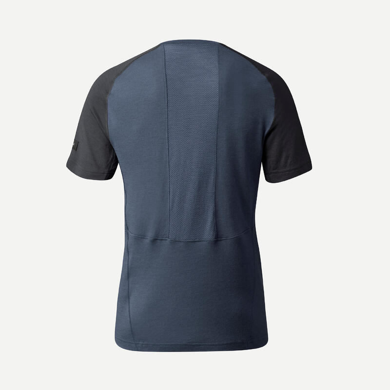 T-shirt lana merinos trekking uomo MT500 WOOL grigia