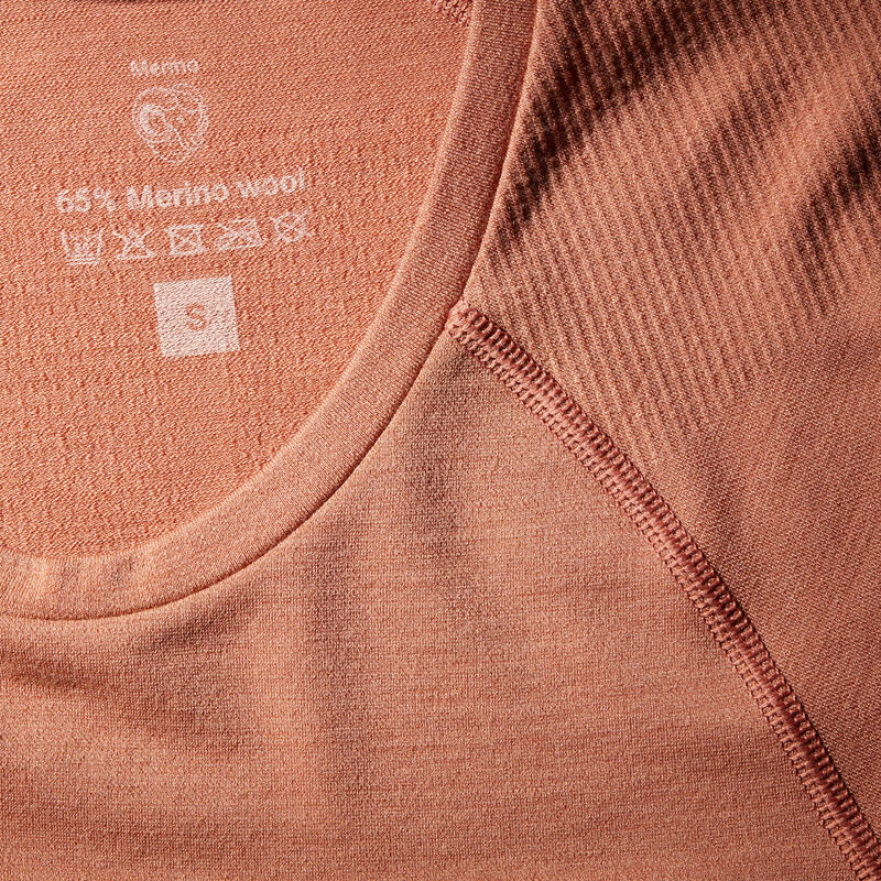 T-shirt de trekking sem costuras em lã de merino - MT900 - Mulher