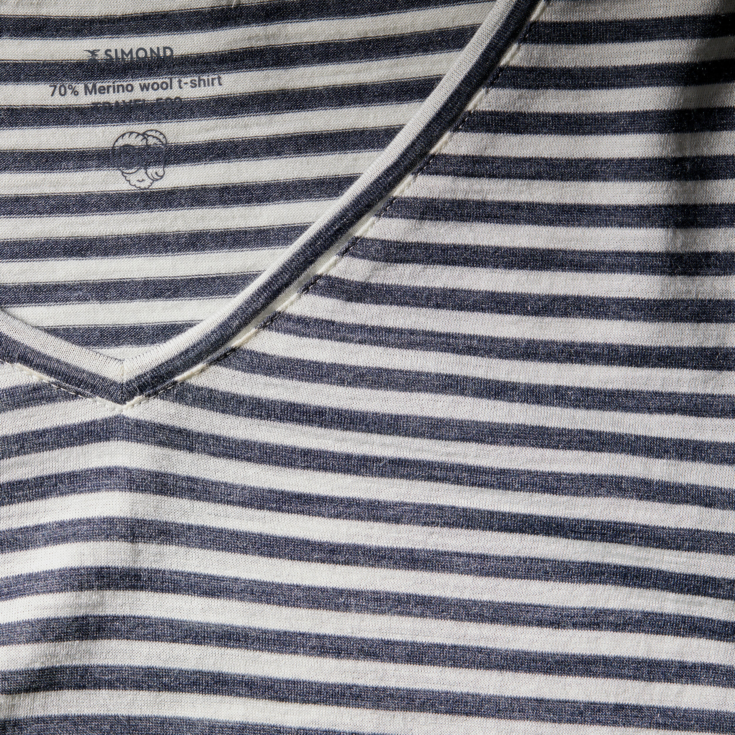 Women Merino Wool Half Sleeve T-Shirt White Blue - Travel 500