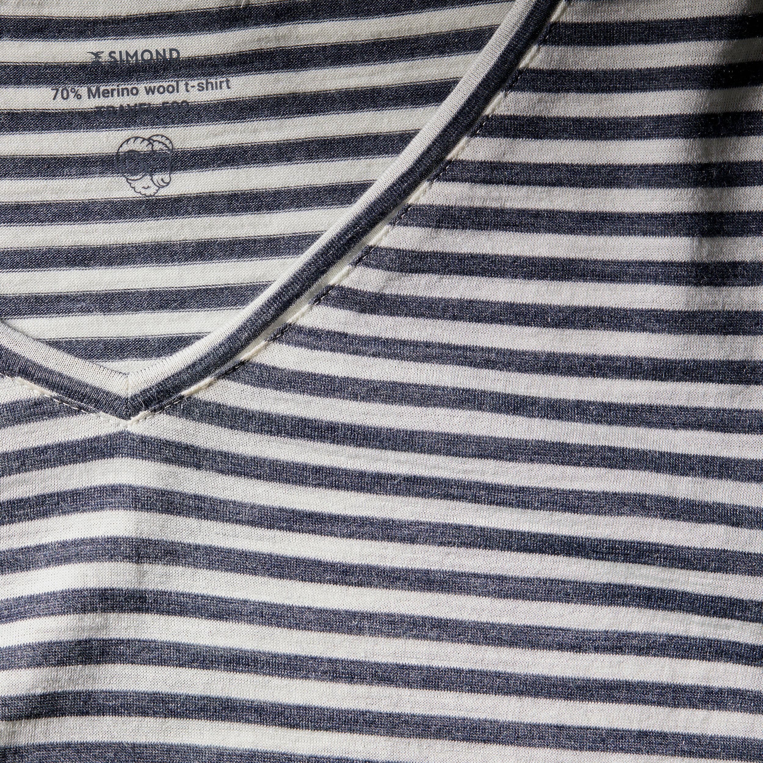 Women Merino Wool Half Sleeve T-Shirt White Blue - Travel 500 -  4