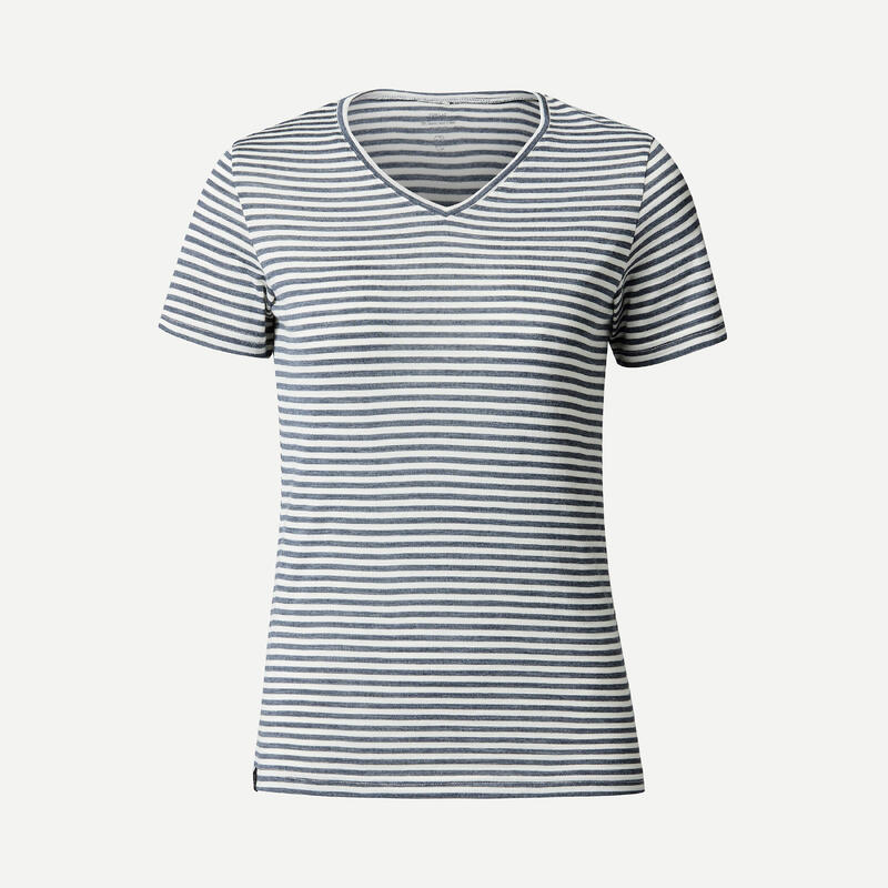 T-shirt de lã merino de trekking viagem - TRAVEL 500 Mulher 