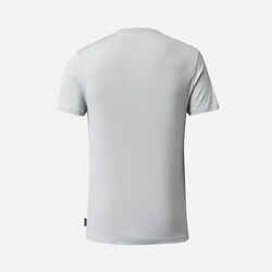 Men’s short-sleeved Merino wool hiking travel t-shirt - TRAVEL 500 grey