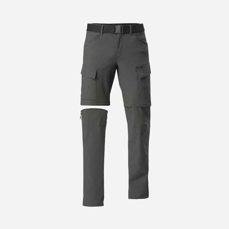 Men's Travel Trekking 2-in-1 Convertible Trousers - TRAVEL 900 MODUL - Grey