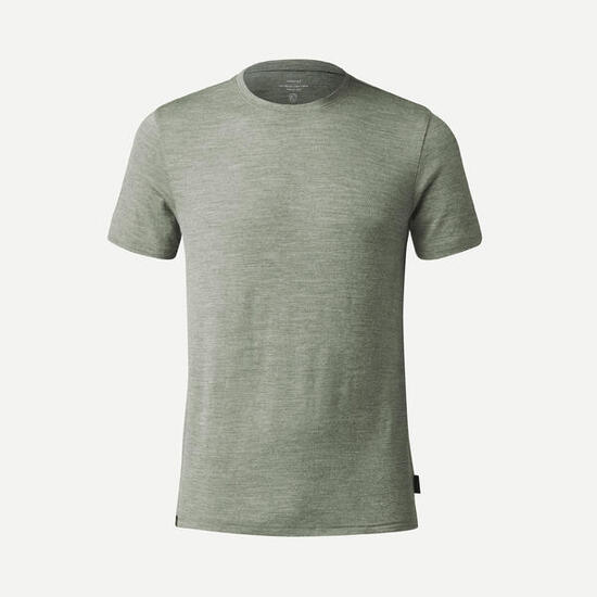 T-shirt lana merinos uomo TRAVEL 500 WOOL azzurra