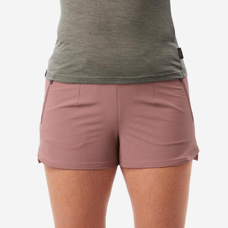 Pantalón corto de trekking Mujer - TRAVEL 900 rosa 