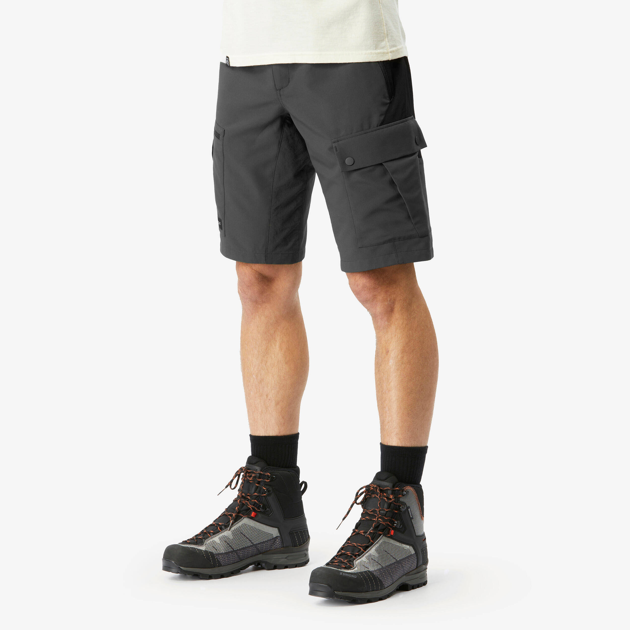 Men Stretchable Cargo Shorts with Belt Grey - MT500