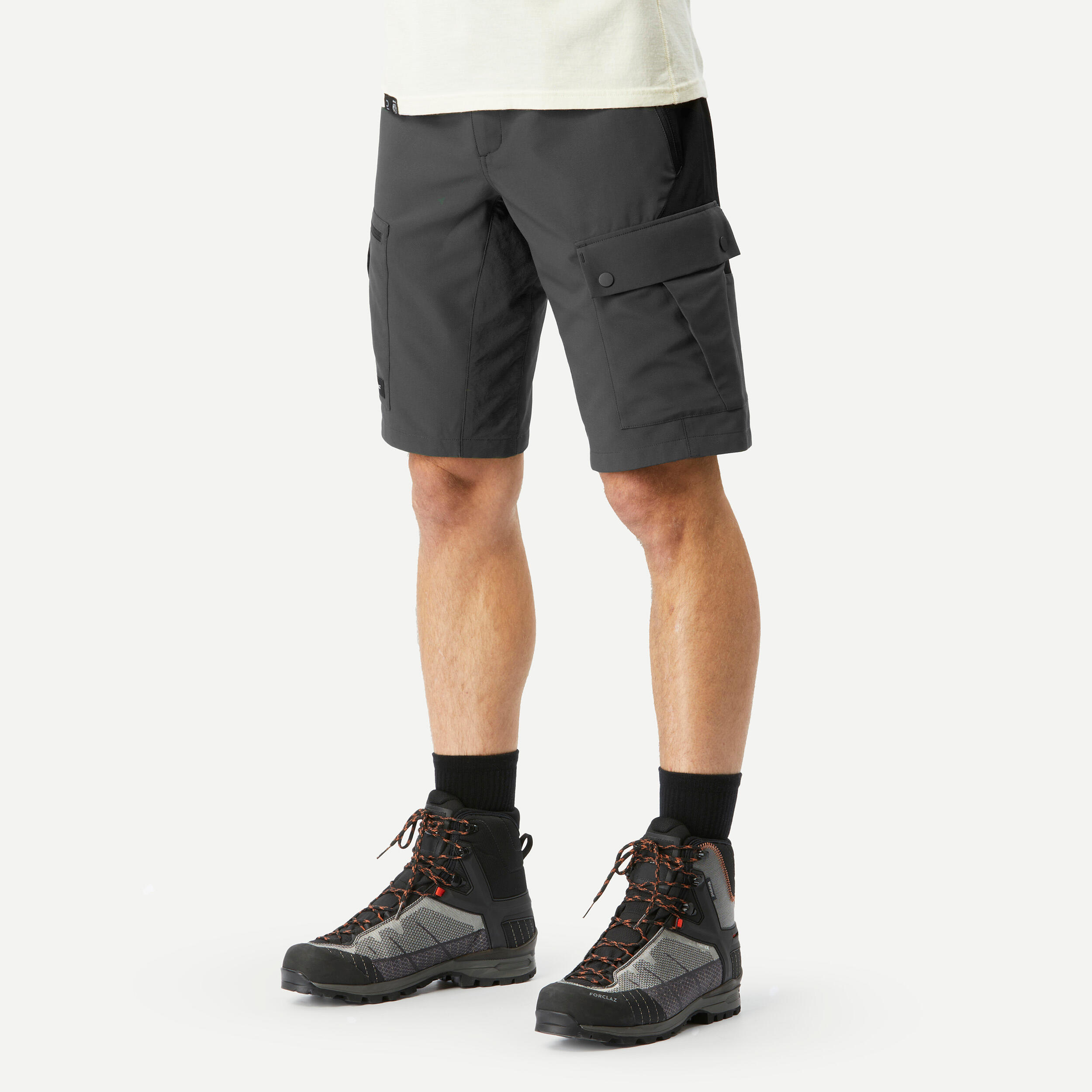 Men's Hiking Shorts - MT 500 - Carbon grey, Black - Forclaz - Decathlon