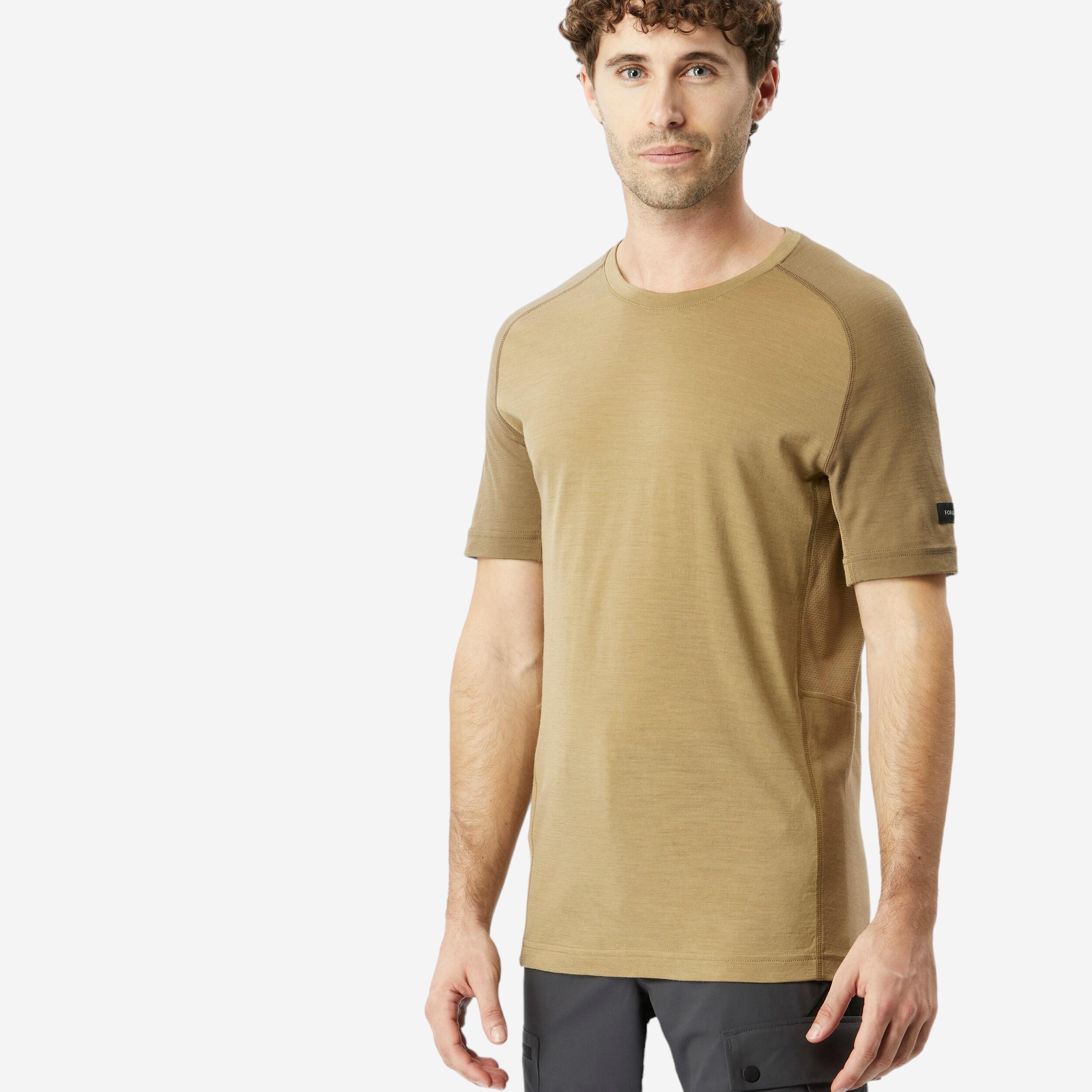 Forclaz - T-shirt De Trek Manches Courtes En Laine Mérinos Homme - Mt500 - T-shirt Manches Courtes - Randonnees Et Trekking Homme - Marron - 40m - Decathlon