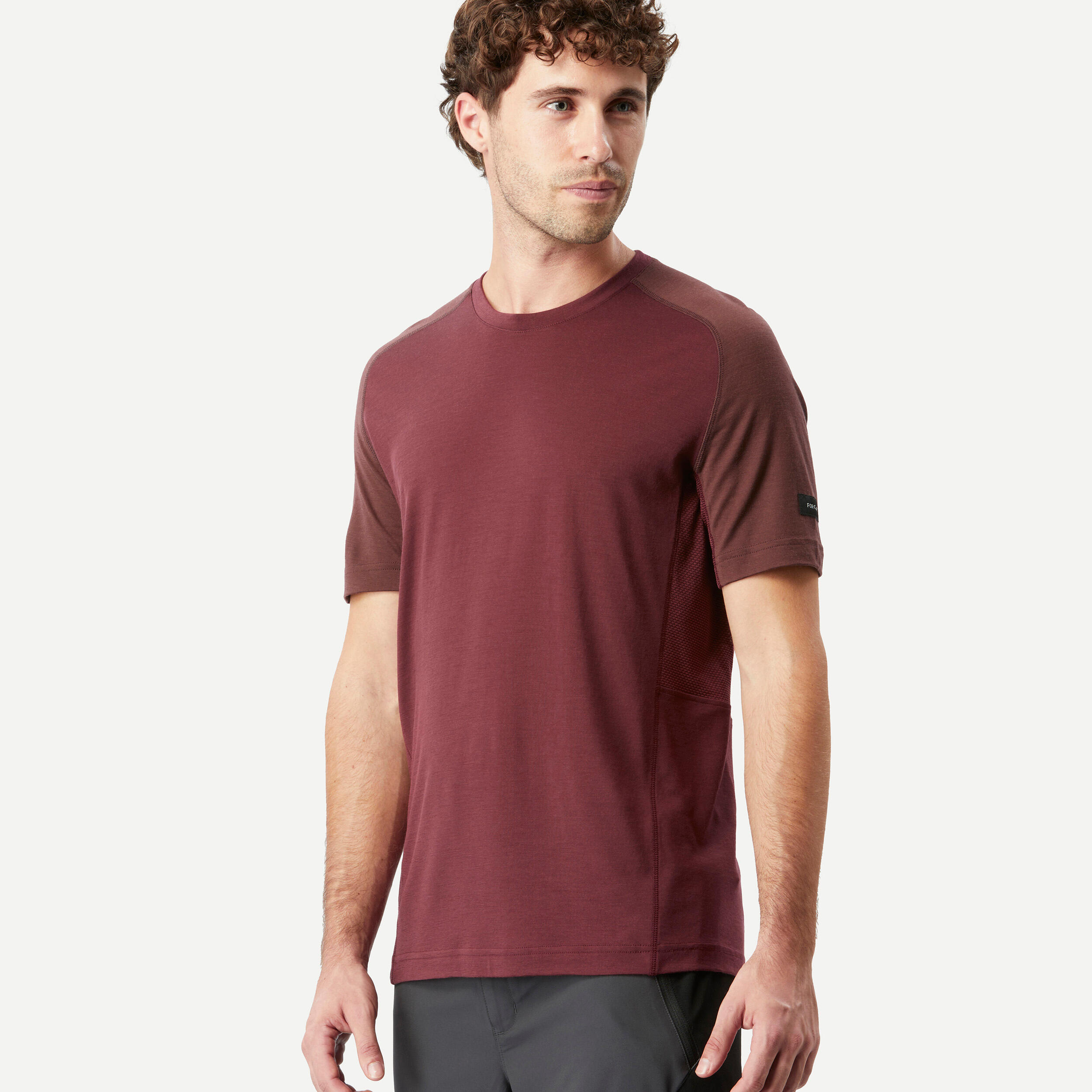 Tricou Din Lana Merinos Trekking Mt500 Bordo Barbati