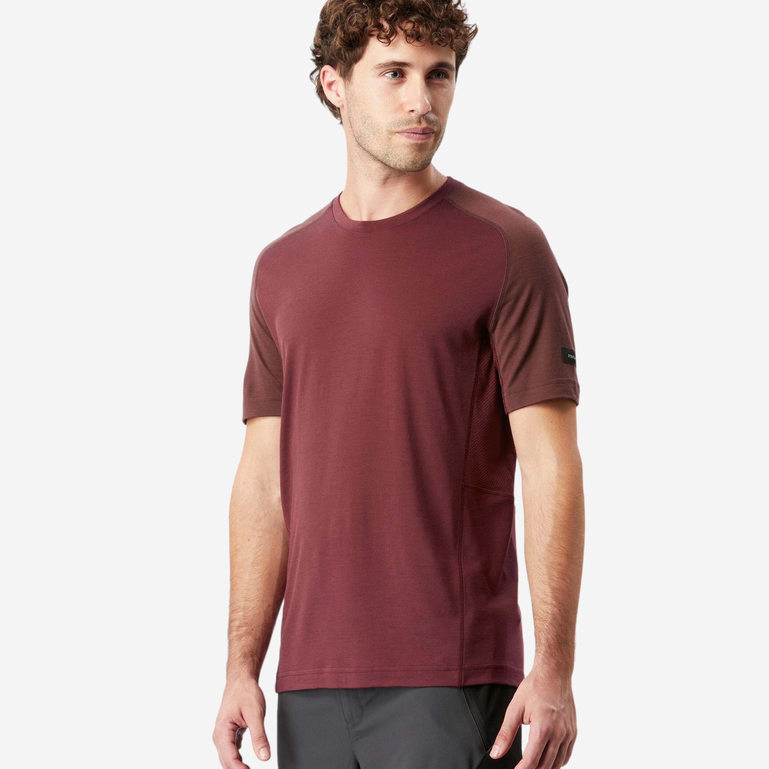 Men's short-sleeved merino wool trek T-shirt - MT500