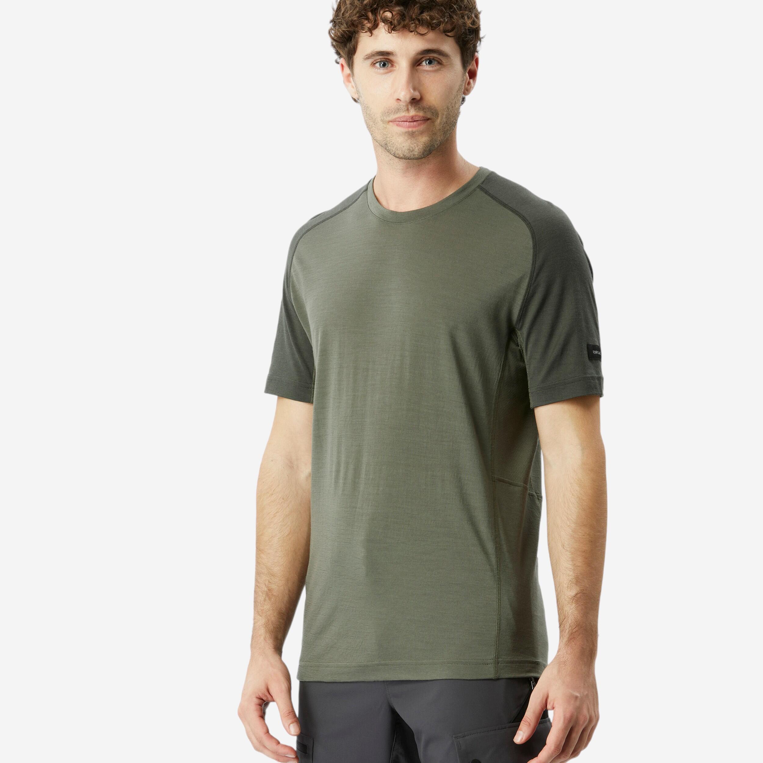 Men's short-sleeved merino wool trek T-shirt - MT500