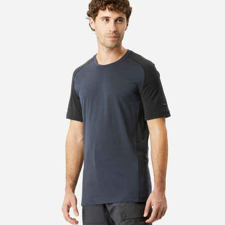 Ανδρικό κοντομάνικο t-shirt πεζοπορίας από μαλλί merino MT500
