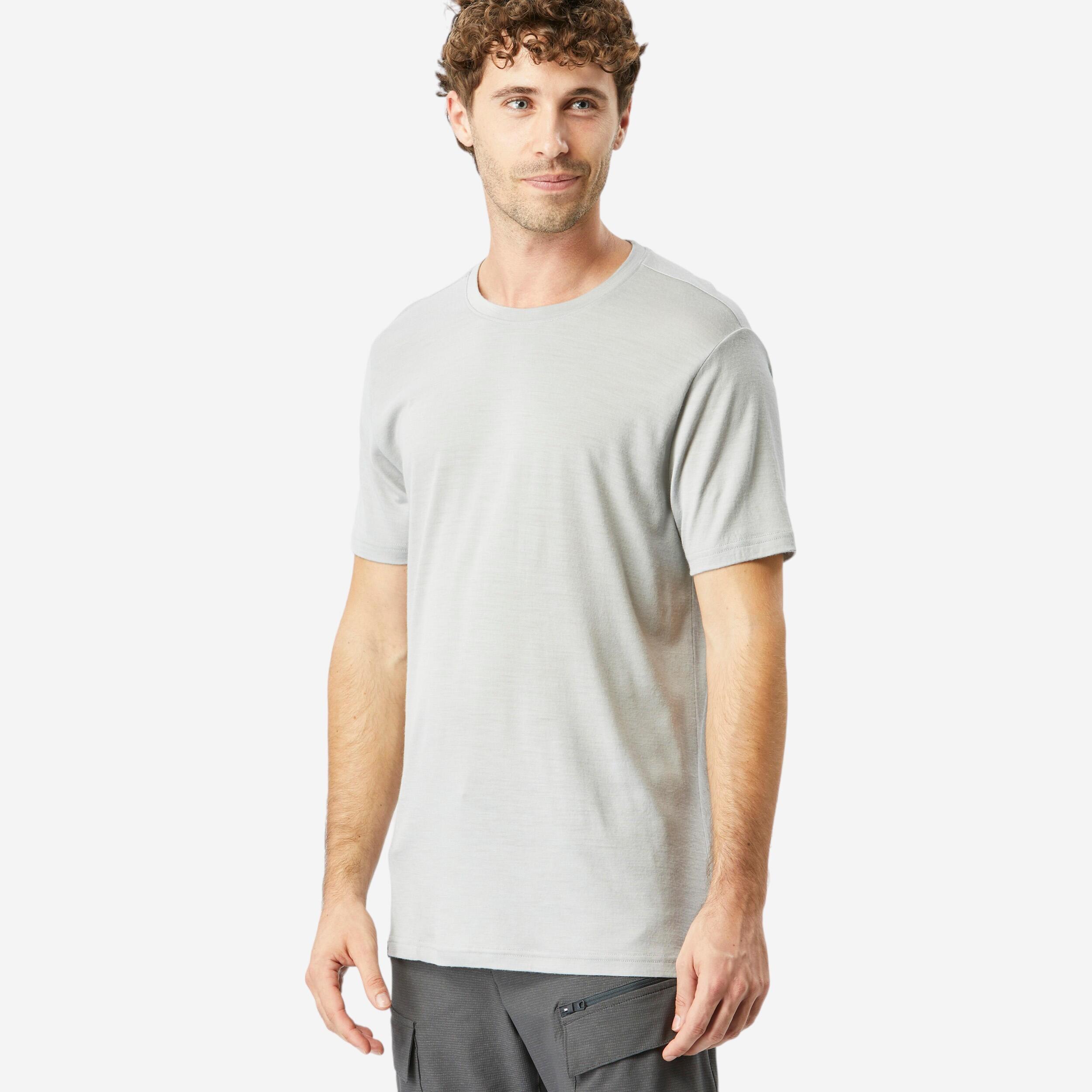 Forclaz - T-shirt De Trek Voyage Manches Courtes Laine Mérinos Homme - Travel 500 Gris - T-shirt Manches Courtes - Randonnees Et Trekking Homme - Gris - 44l - Decathlon
