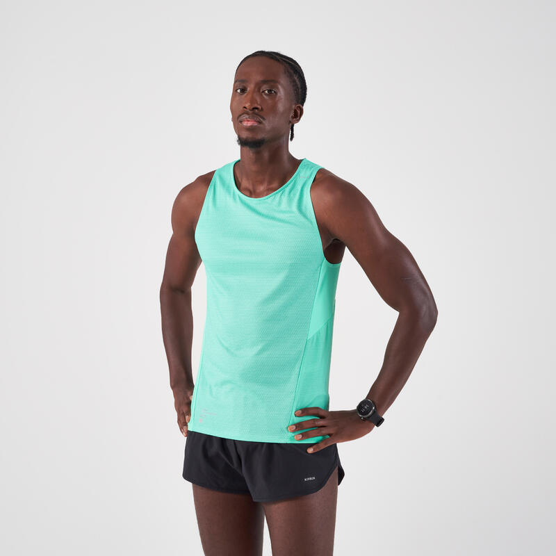 Camiseta sin mangas de running Hombre - KIPRUN Run Light Verde menta 