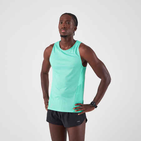 Vyriški bėgimo marškinėliai be rankovių „Kiprun Run Light“, šviesi mėtos