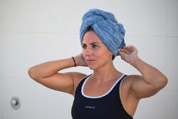 Serviette de bain microfibre douce pour cheveux bleu