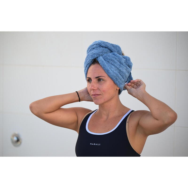 Serviette de bain microfibre douce pour cheveux bleu