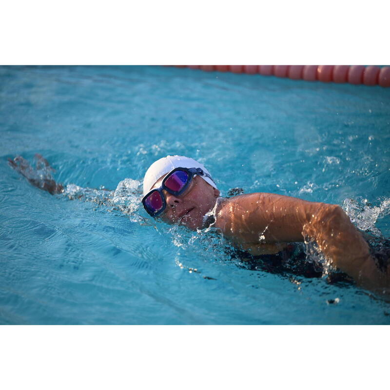 Masque de Piscine - Active Petite Taille - Verres Miroirs - Bleu / Rouge