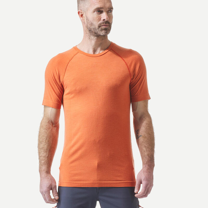 Seamless trekkingshirt met korte mouwen voor heren MT900 merinowol