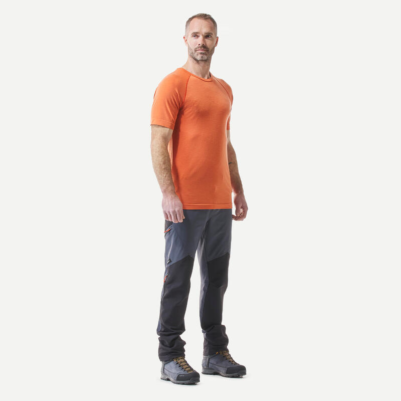 Seamless trekkingshirt met korte mouwen voor heren MT900 merinowol