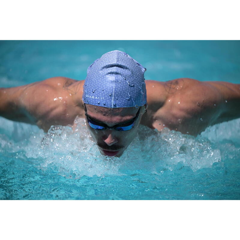 Bonnet de bain en silicone - taille unique - geo blanc bleu