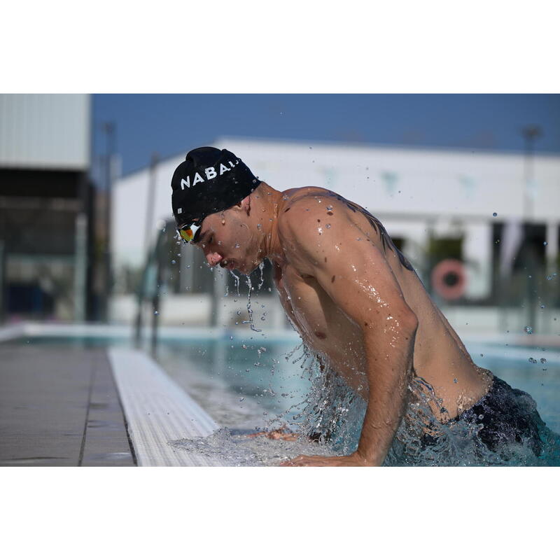 Schwimmbrille verspiegelte Gläser Einheitsgröße - BFit schwarz/orange 