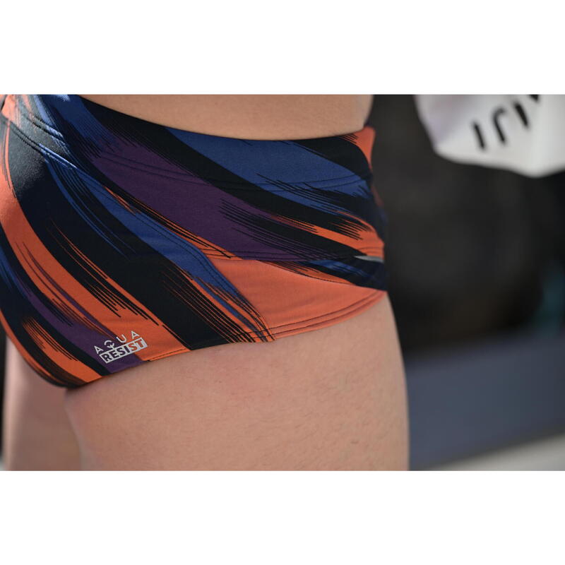 MAILLOT NATATION HOMME SLIP BANDEAU 900 BALEO M BLEU PURPLE ORANGE