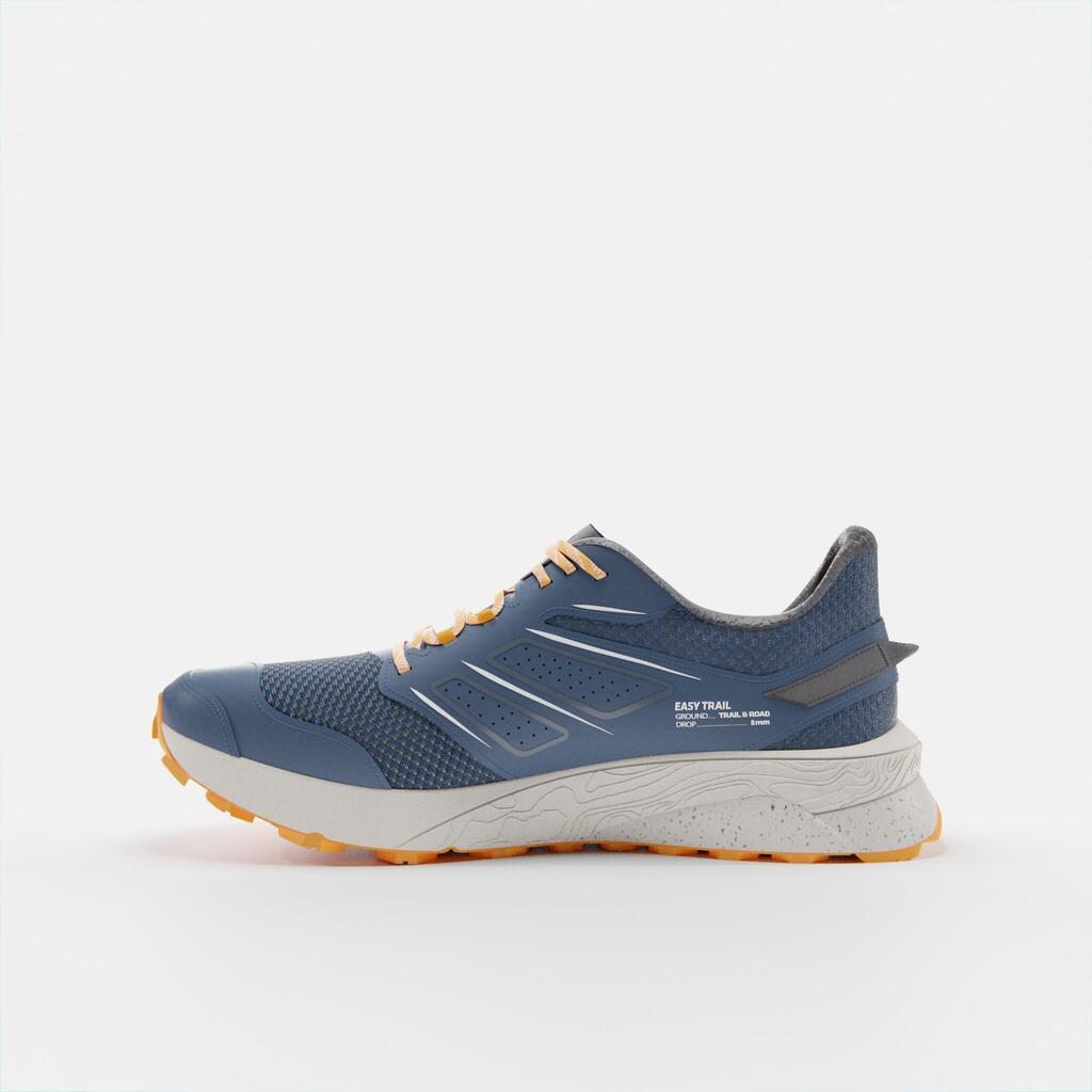 Tenis de trail running mango y azul para hombre Easytrail