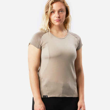 Moteriški trumparankoviai merino vilnos žygių marškinėliai „MT500“