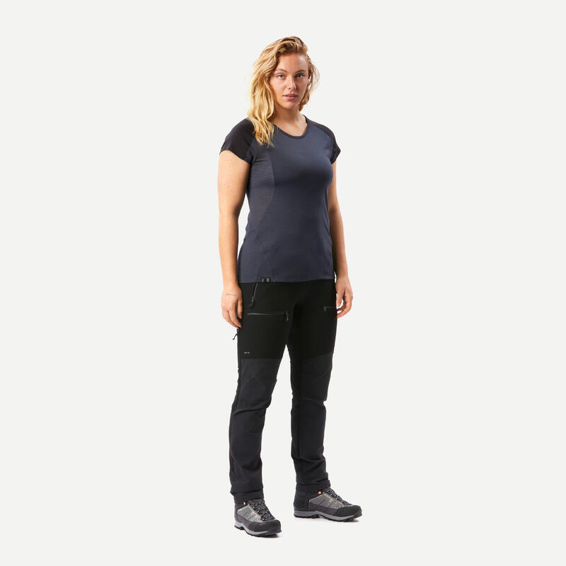 Merino shirt met korte mouwen voor trekking dames MT500