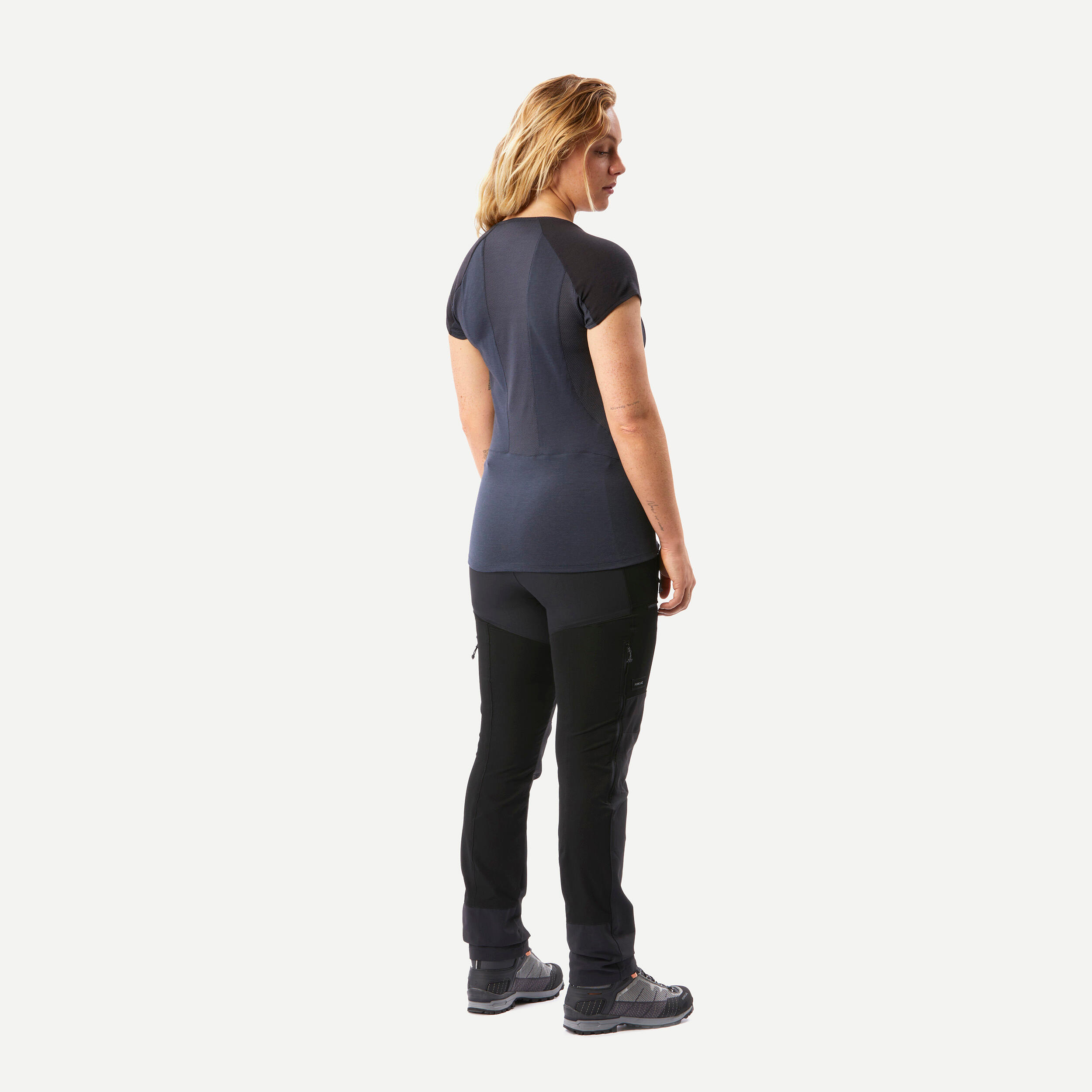 Women's merino wool short-sleeved trek T-shirt - MT500