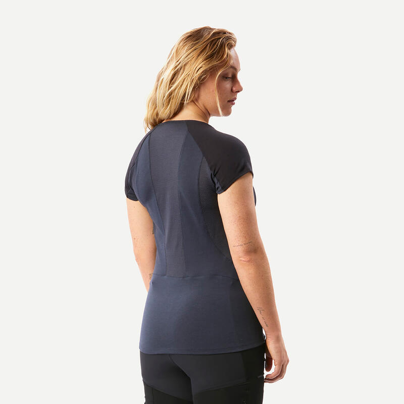 T-shirt de trek manches courtes en laine mérinos Femme - MT500