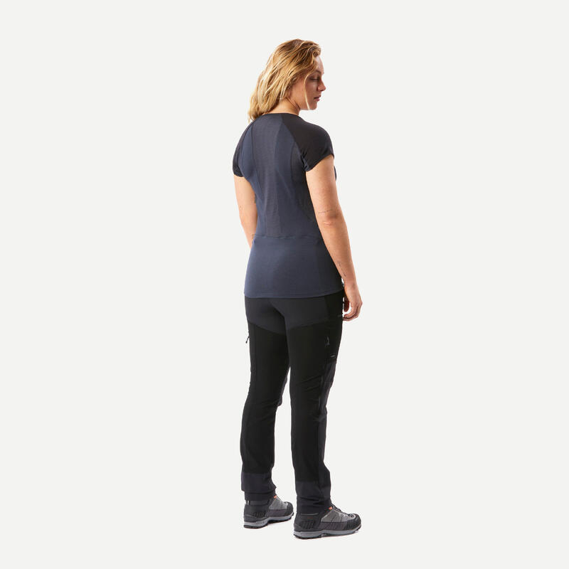 T-shirt de trek manches courtes en laine mérinos Femme - MT500