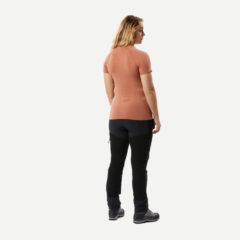 T-shirt de trek seamless manches courtes en laine mérinos - Femme - MT900