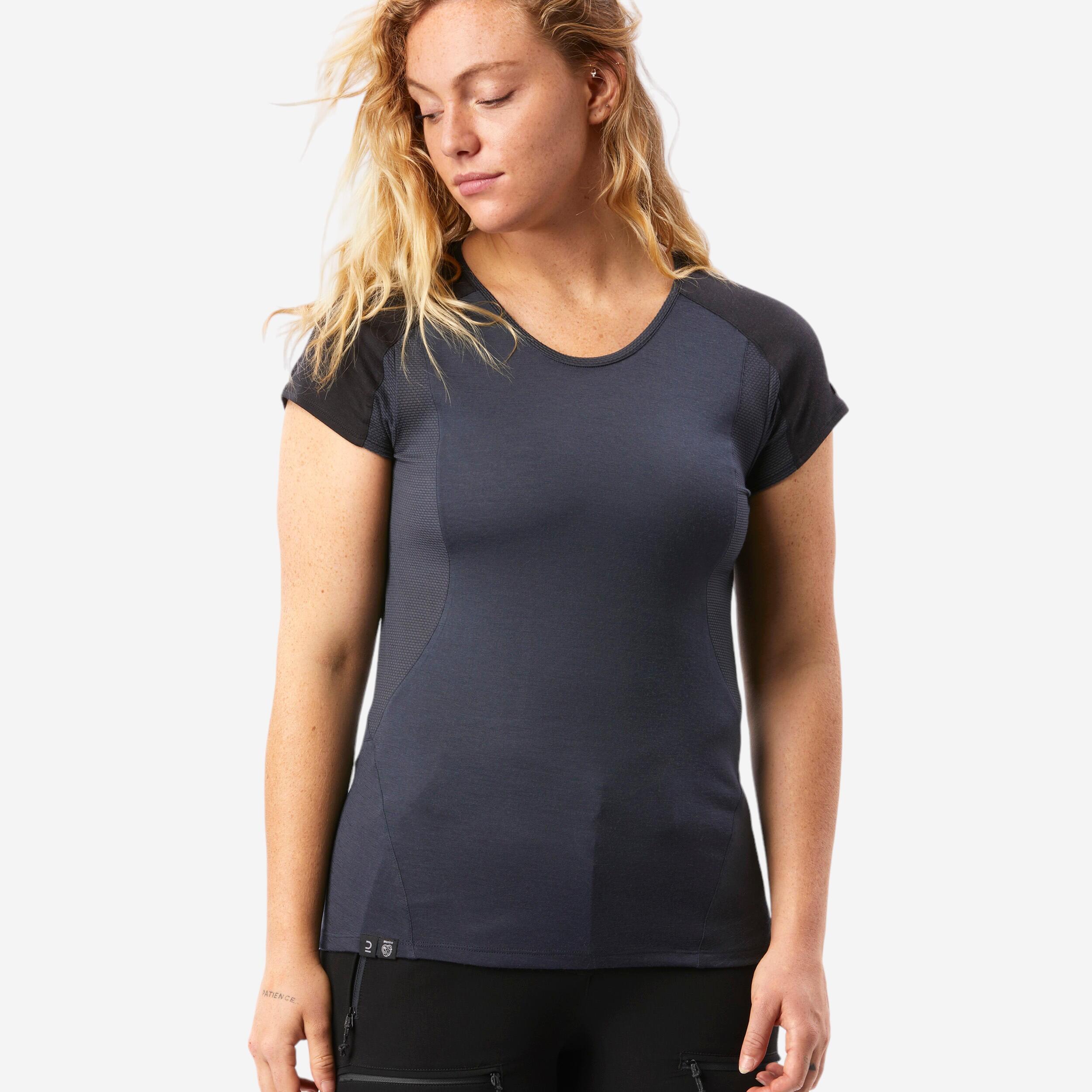 Women's merino wool short-sleeved trek T-shirt - MT500