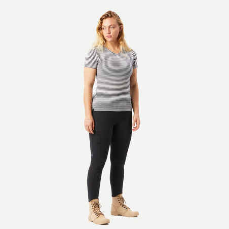 Women's Travel Trekking Merino Wool Short-Sleeved T-Shirt - TRAVEL 500