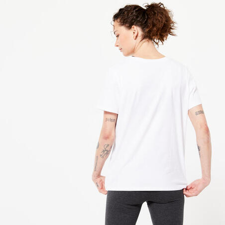 T-shirt Fitness Femme - 500 Essentials blanc glacier