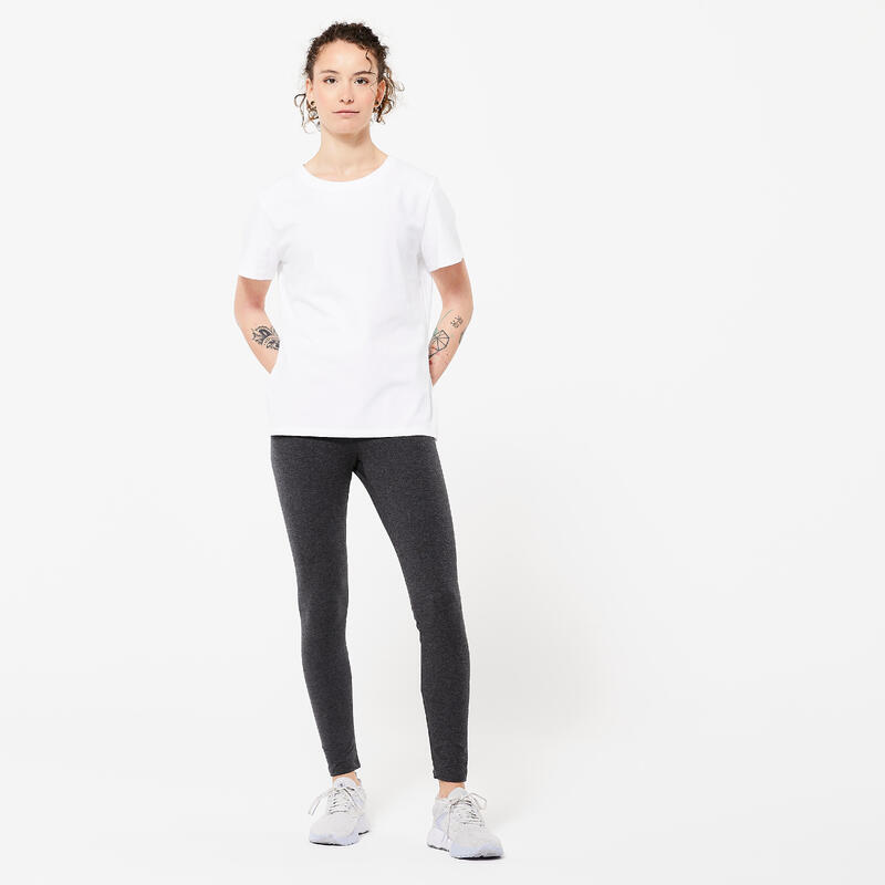 T-shirt de Fitness Mulher 500 Essential Branco Glaciar