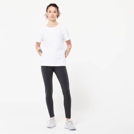 Kaos Fitness Wanita 500 Regular-Fit - Putih