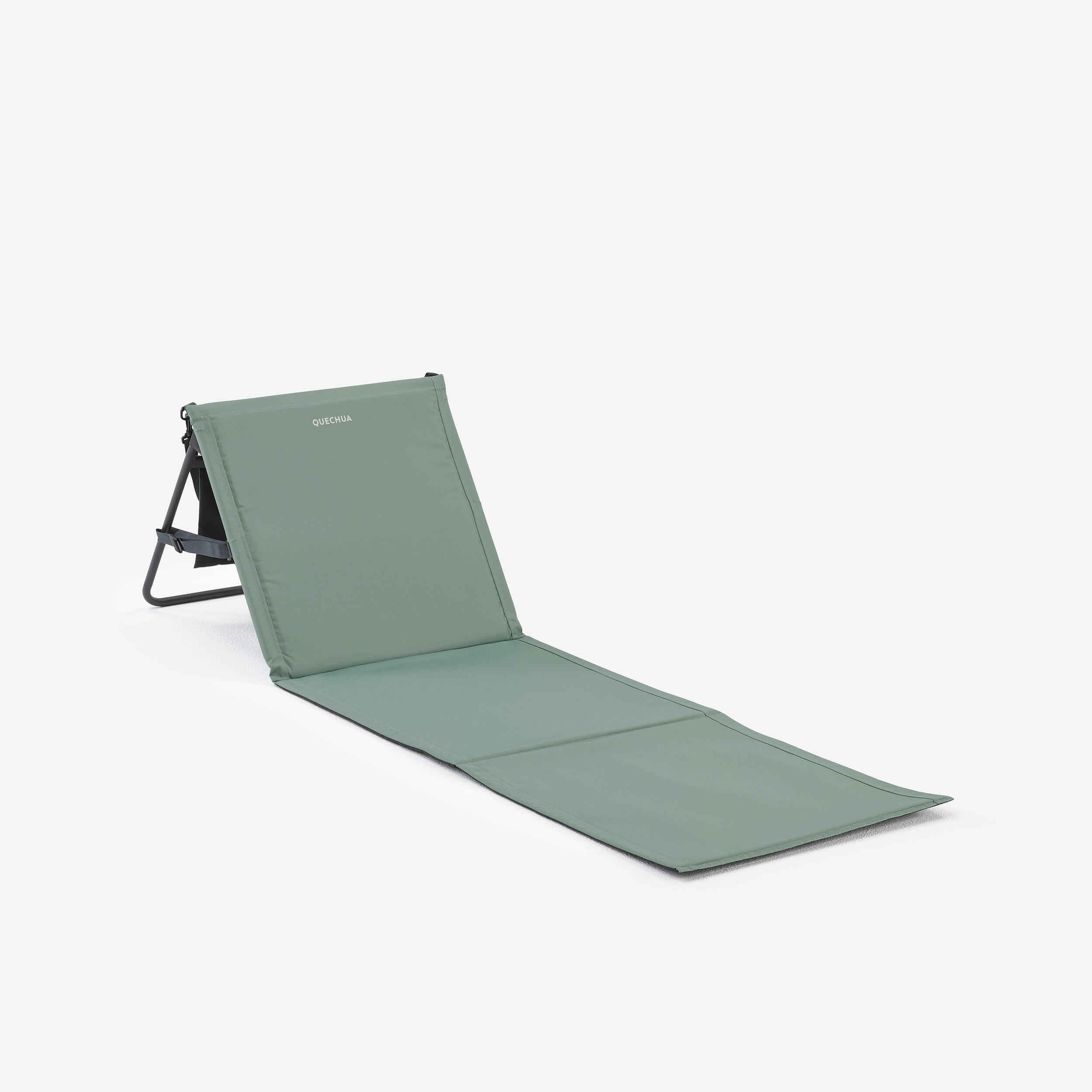 Foldable beach and camping mat with a reclining backrest