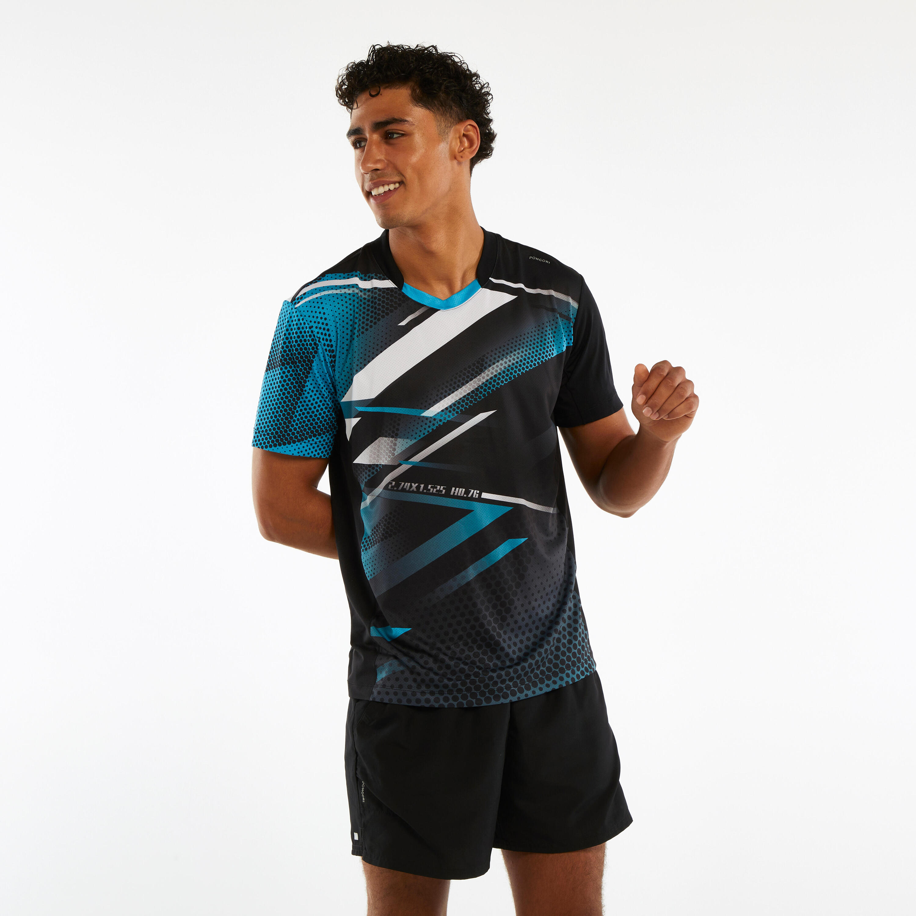 T-shirt de ping pong TTP560 Homem preto azul 2/13