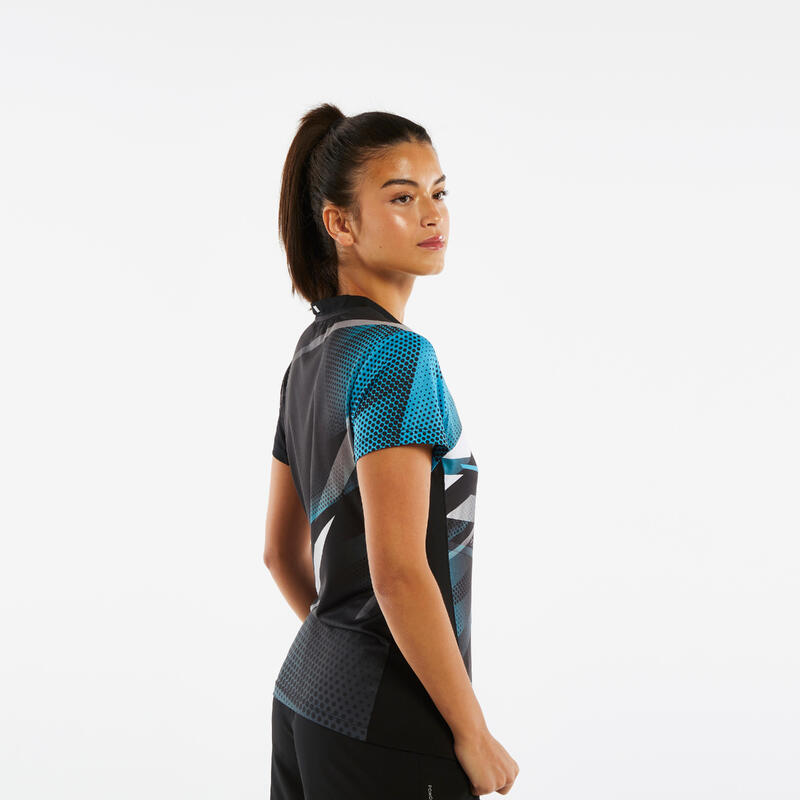 Damen Tischtennis T-Shirt - TTP560 schwarz/blau