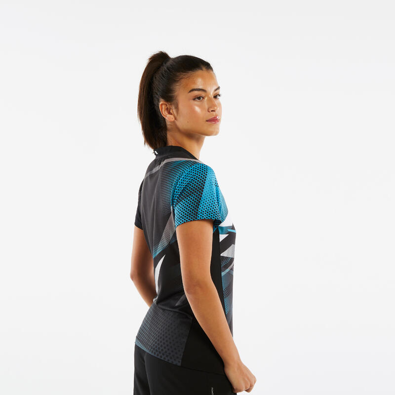 Women's Table Tennis T-Shirt TTP560 - Black/Blue